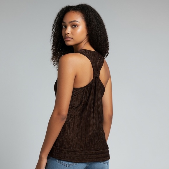 Y2K vintage HeartSoul brown sleeveless tunic top Sz L - Picture 3 of 9